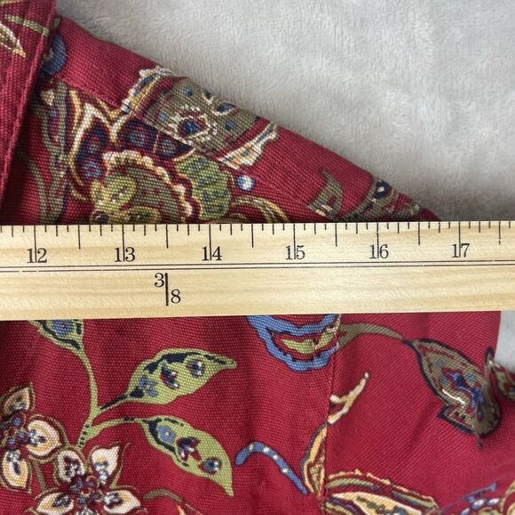 Vtg Appleseeds Women's P/L Burgundy Paisley Corduroy Shacket Boho Twee Phoebe - Picture 12 of 15